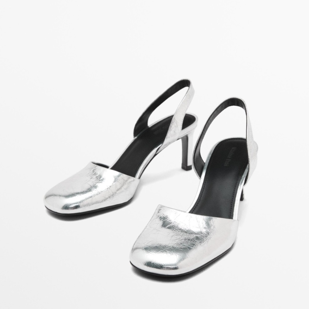 Massimo Dutti NWT metallic leather high heels 1404/550